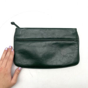 Vintage CC Courtenay Italy Dark Fern Green Genuine Leather Clutch Purse Bag